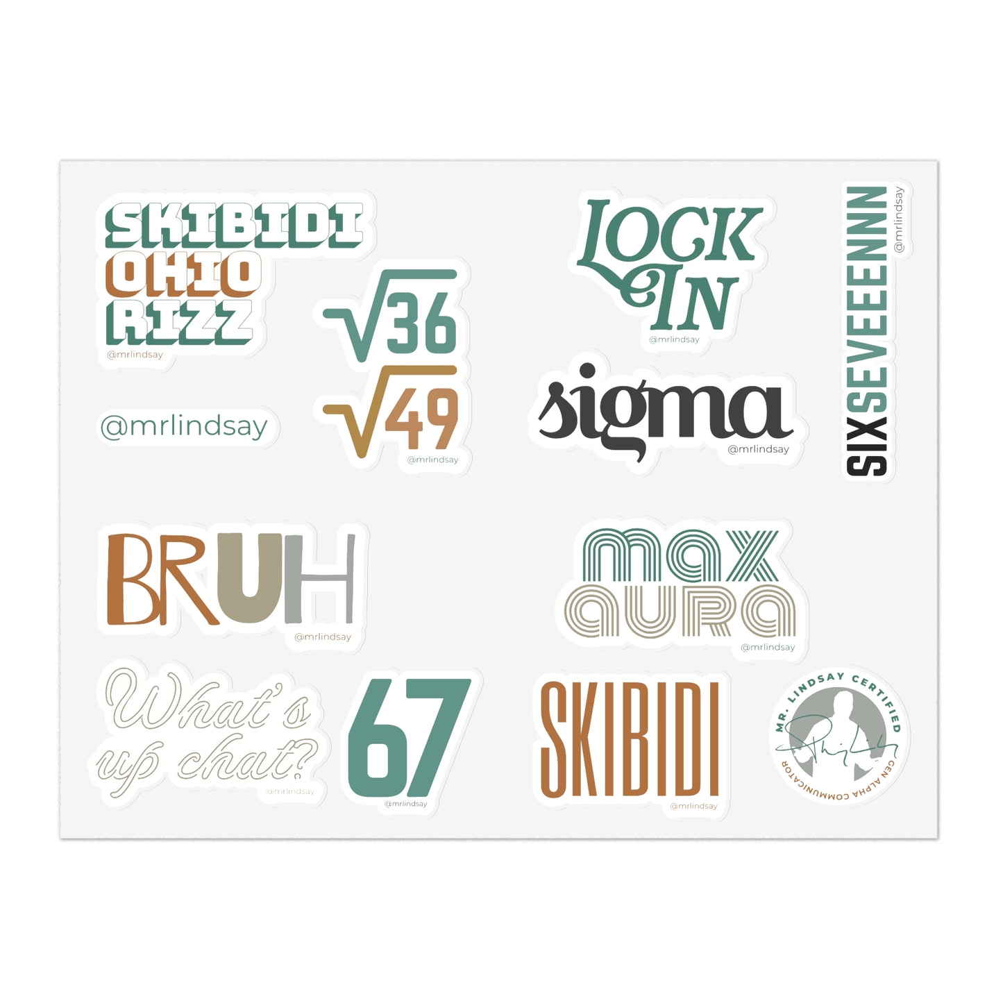Gen Alpha Aesthetic Sticker Set - Mr. Lindsay Certified