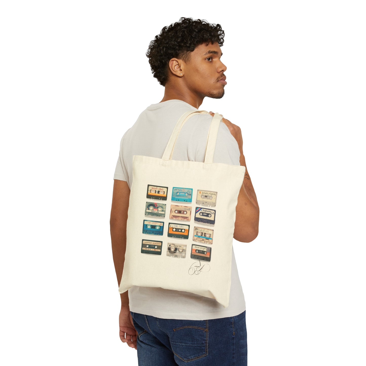 Mix Tape Cotton Canvas Tote Bag
