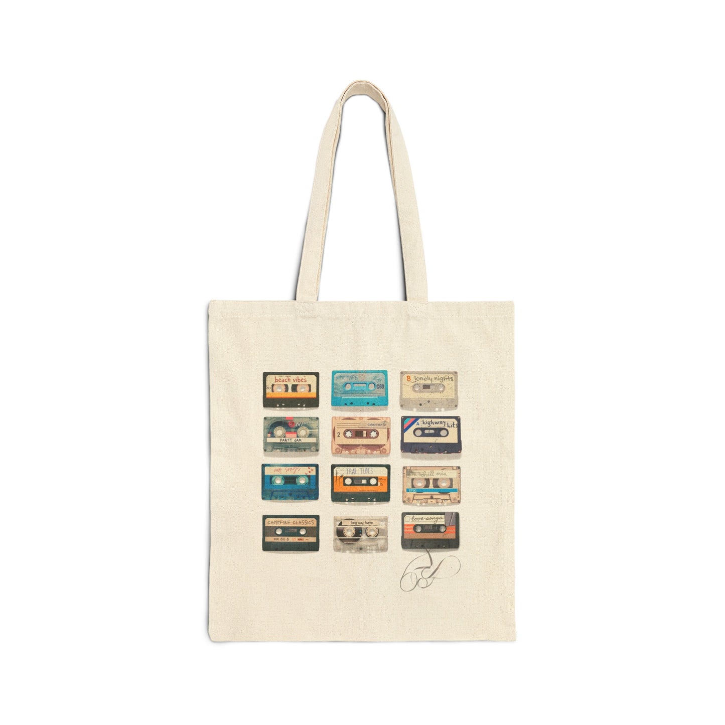 Mix Tape Cotton Canvas Tote Bag