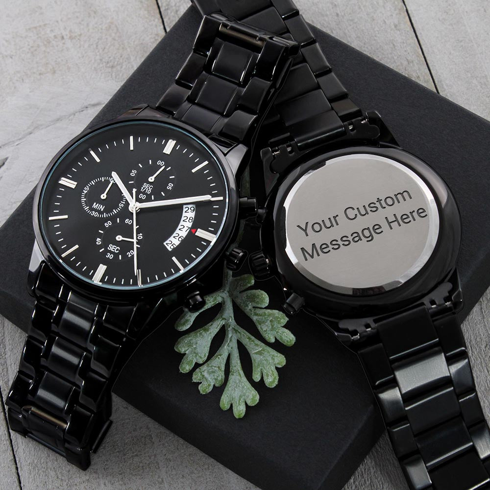 Personalized Black Chronograph Watch