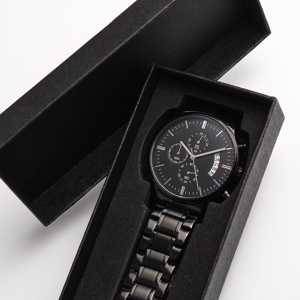Personalized Black Chronograph Watch