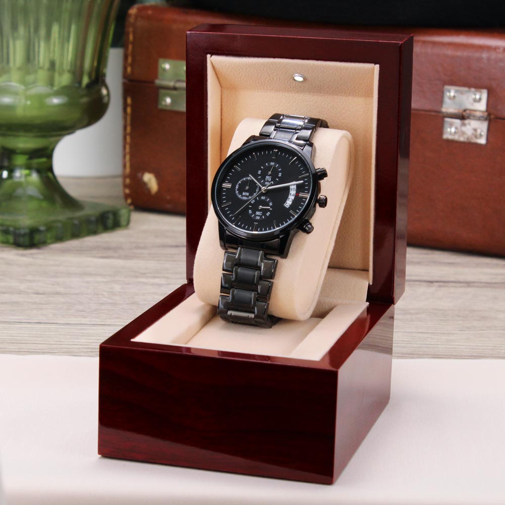 Personalized Black Chronograph Watch