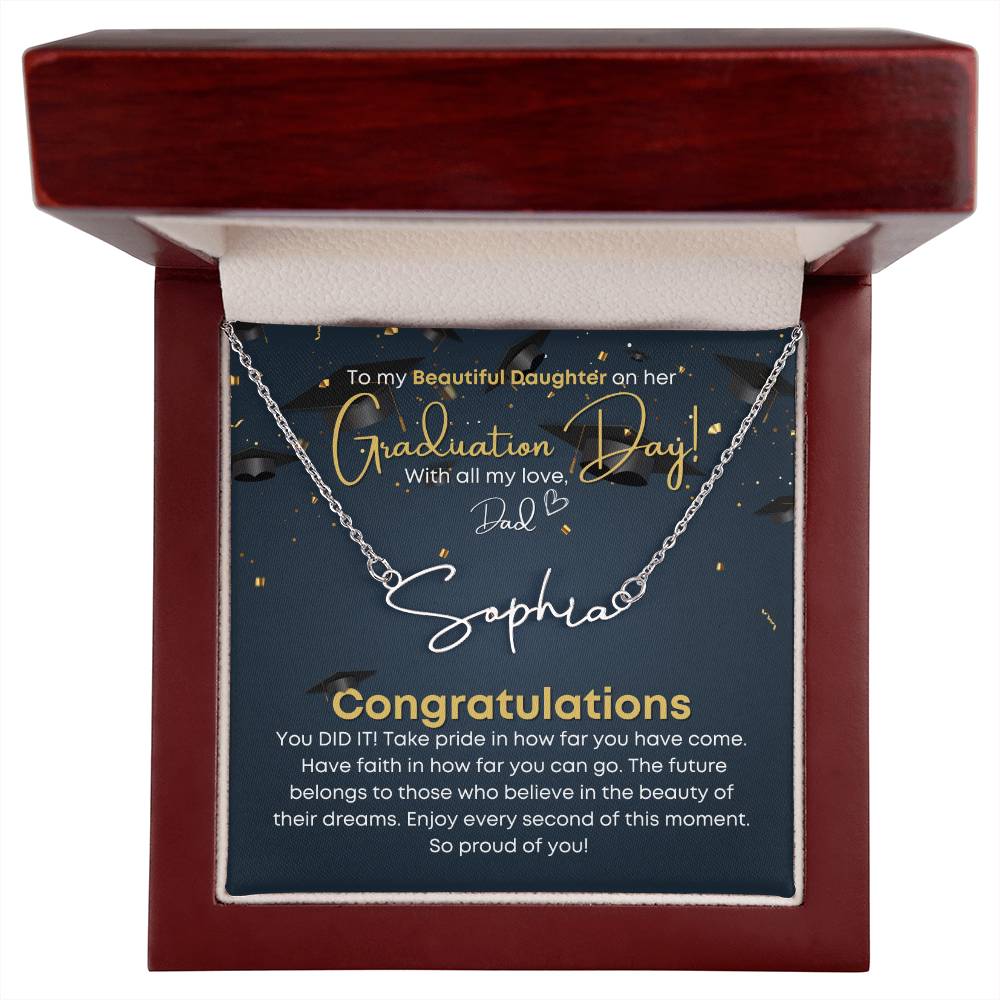 Daughter Graduation Signature Name Necklace from Dad