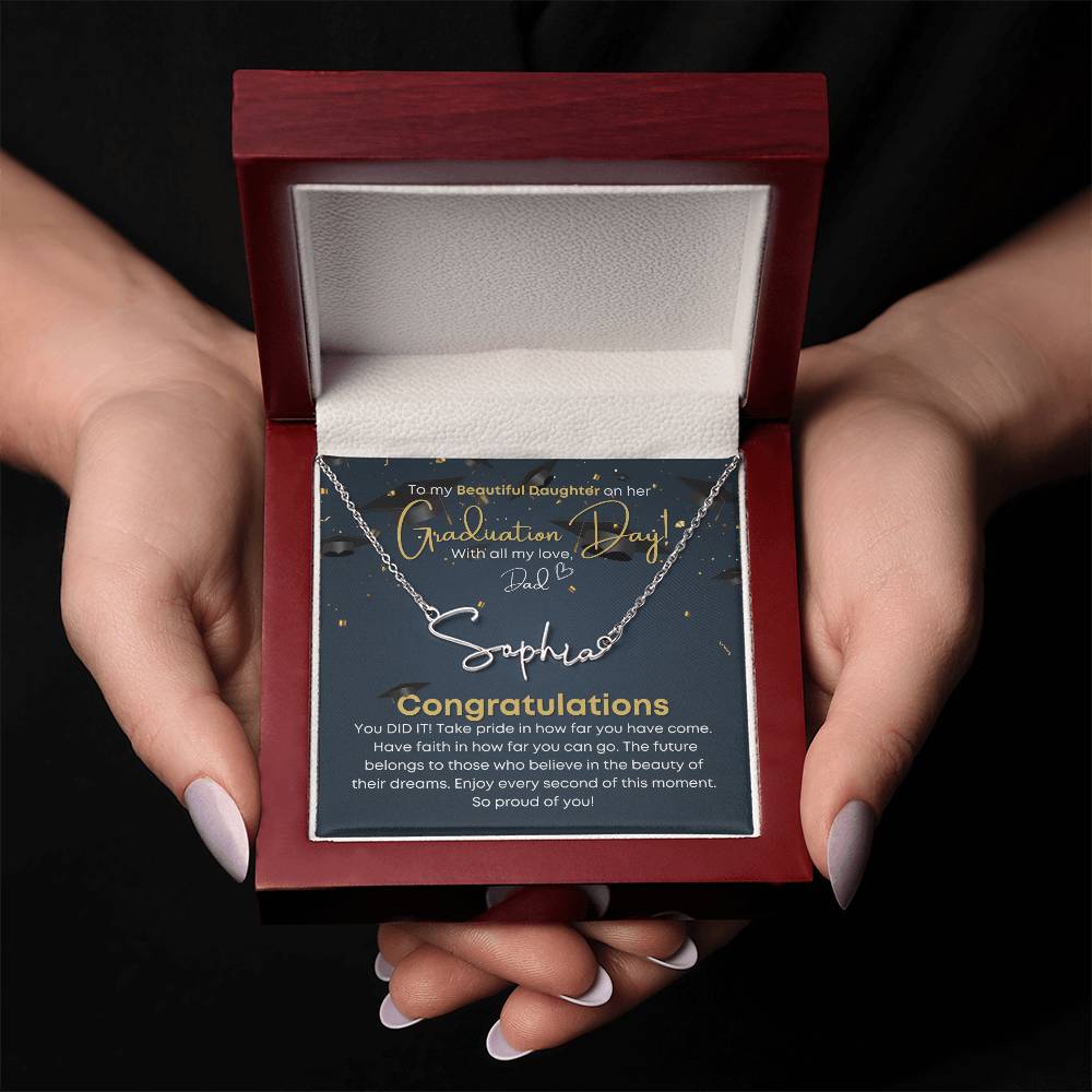 Daughter Graduation Signature Name Necklace from Dad