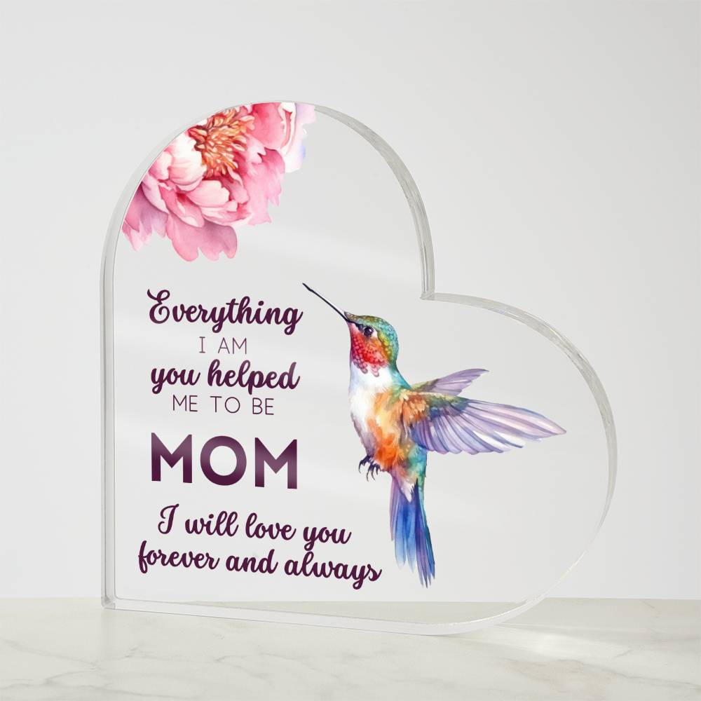 Hummingbird Heart Acrylic Plaque for Mom