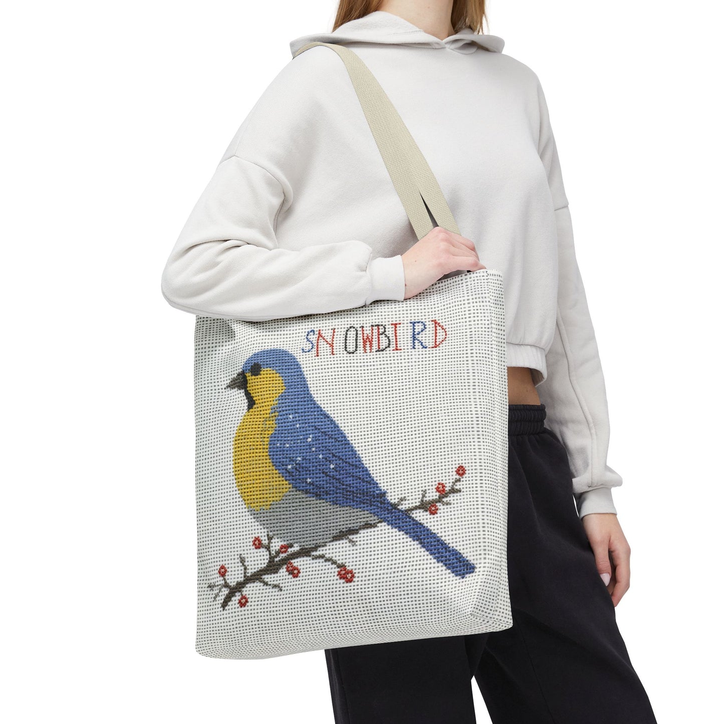 Snowbird Blue Bird and Berries Tote