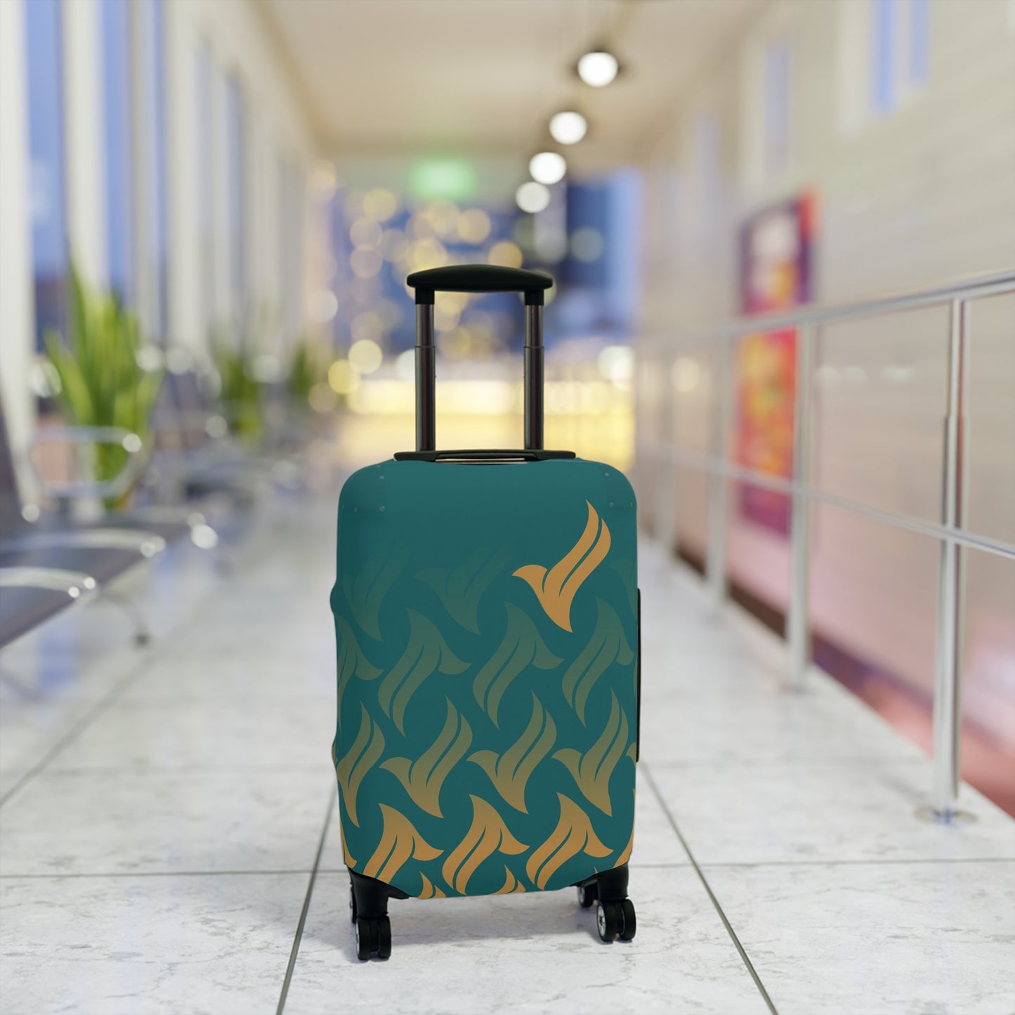 Snowbird Signature Luggage Cover - Teal & Gold