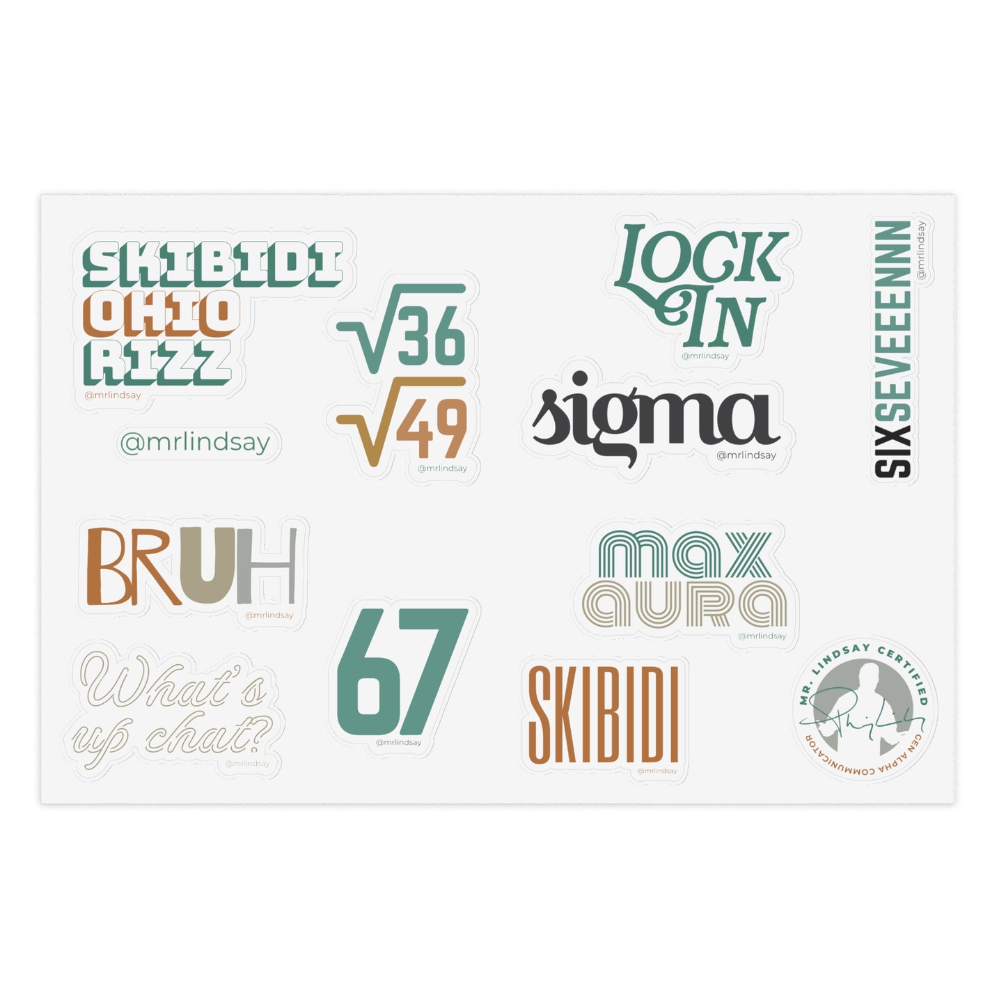 Gen Alpha Aesthetic Sticker Set - Mr. Lindsay Certified