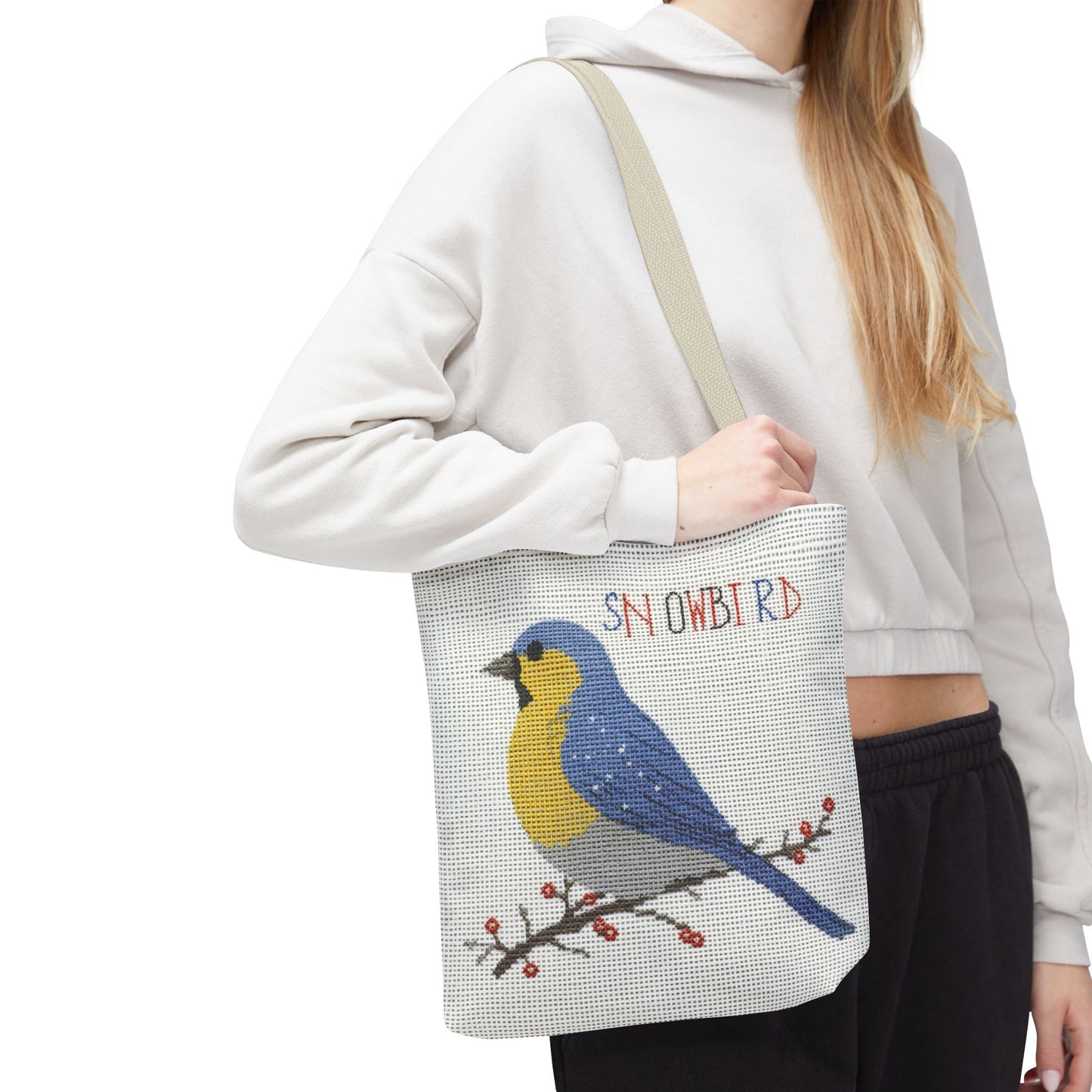 Snowbird Blue Bird and Berries Tote