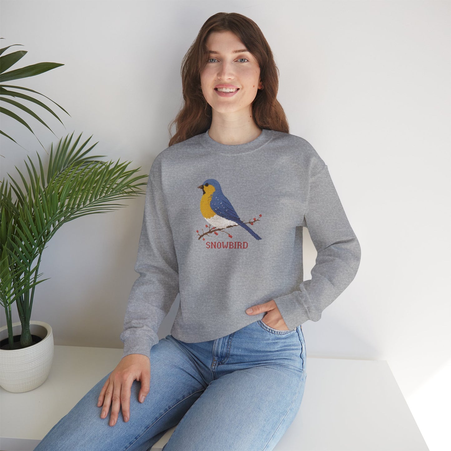 Snowbird Blue Bird & Berries Crewneck Sweatshirt