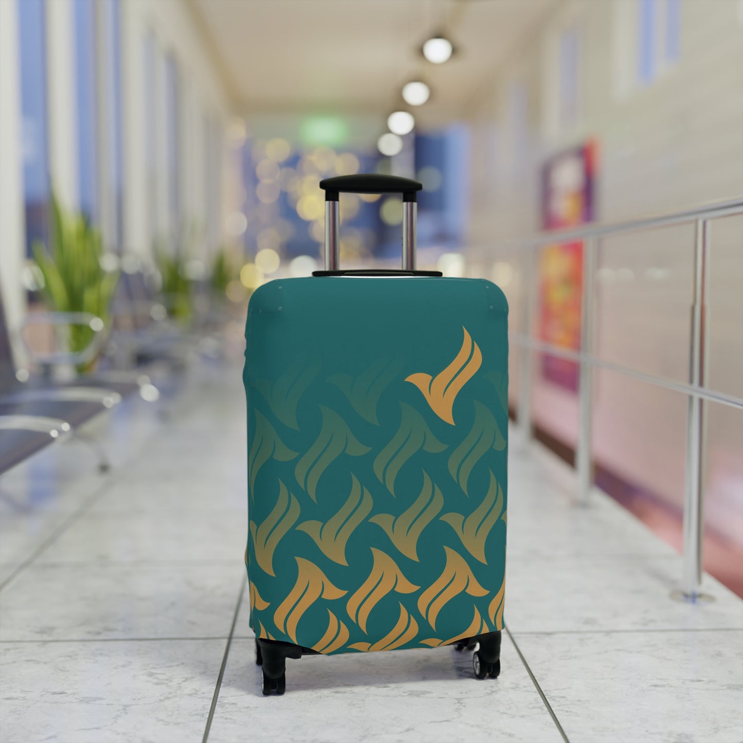 Snowbird Signature Luggage Cover - Teal & Gold