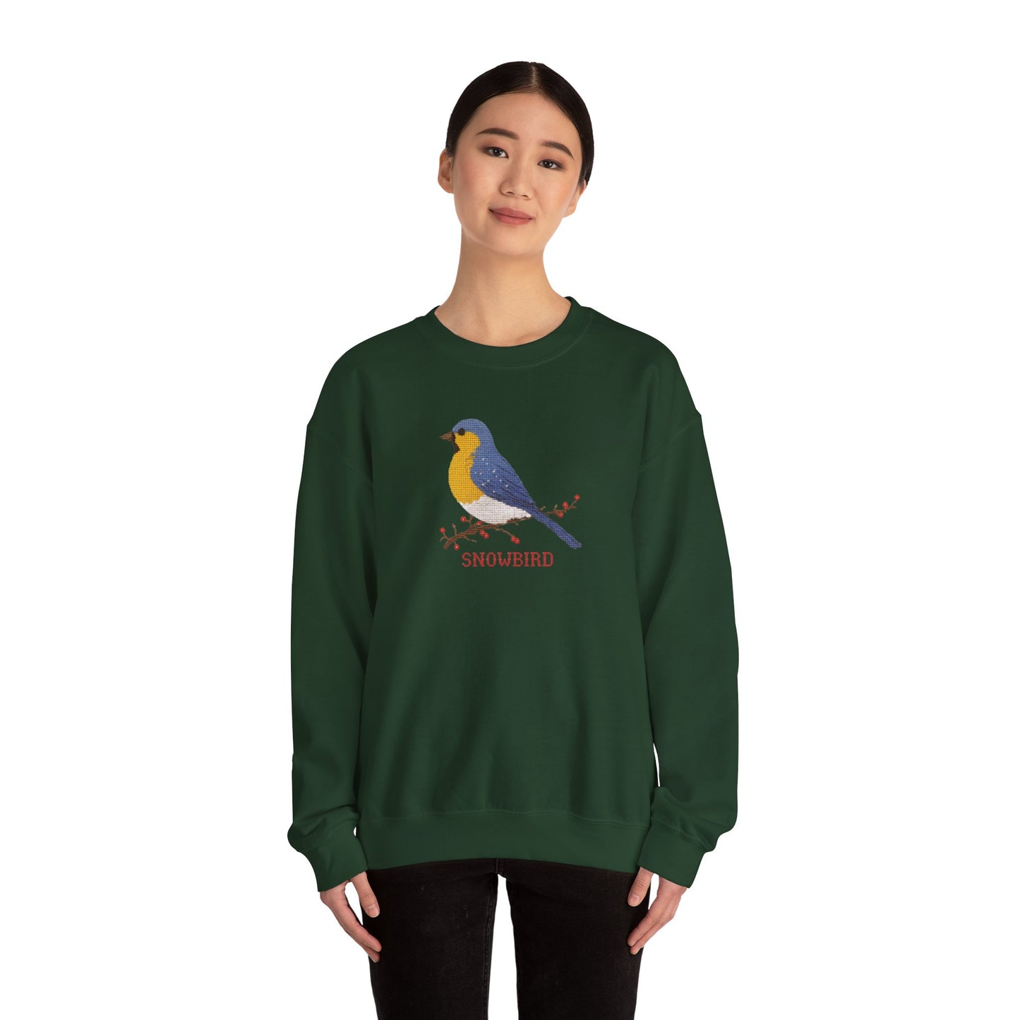 Snowbird Blue Bird & Berries Crewneck Sweatshirt