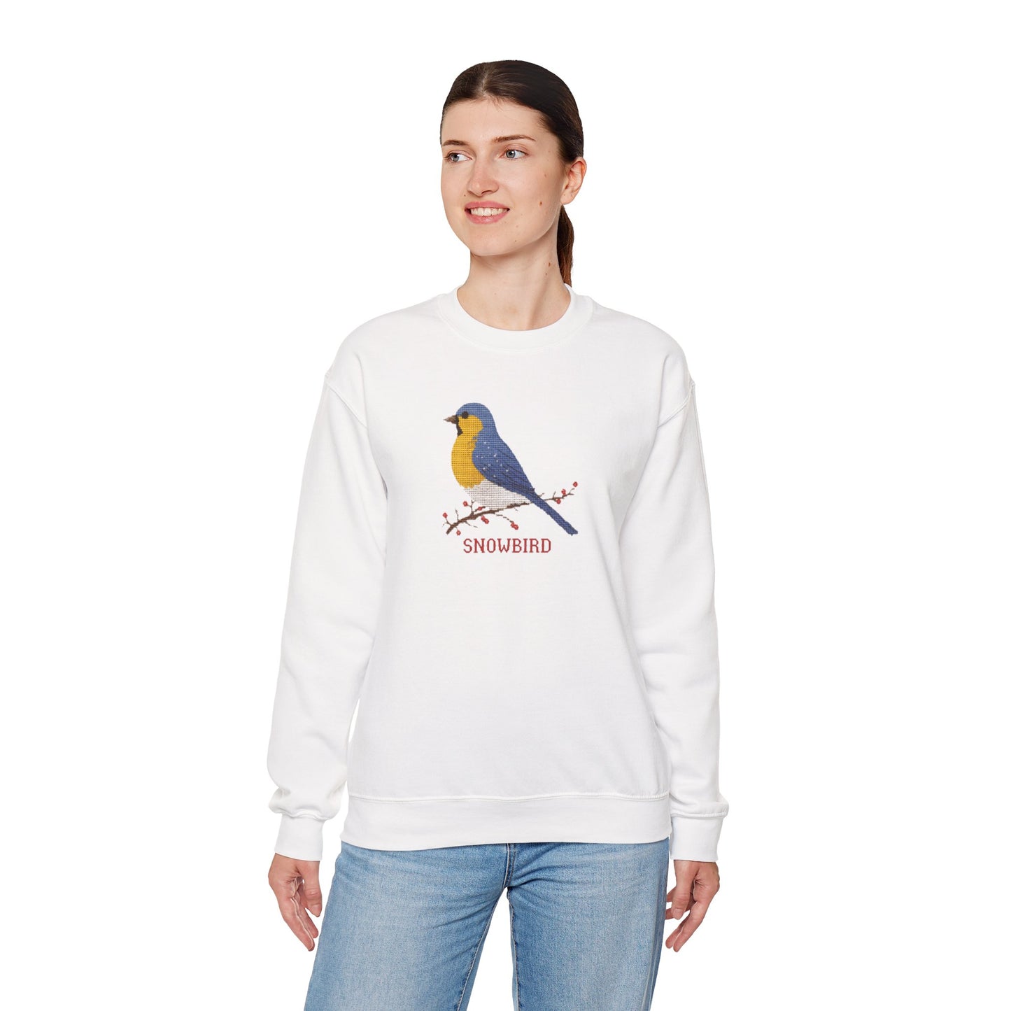 Snowbird Blue Bird & Berries Crewneck Sweatshirt