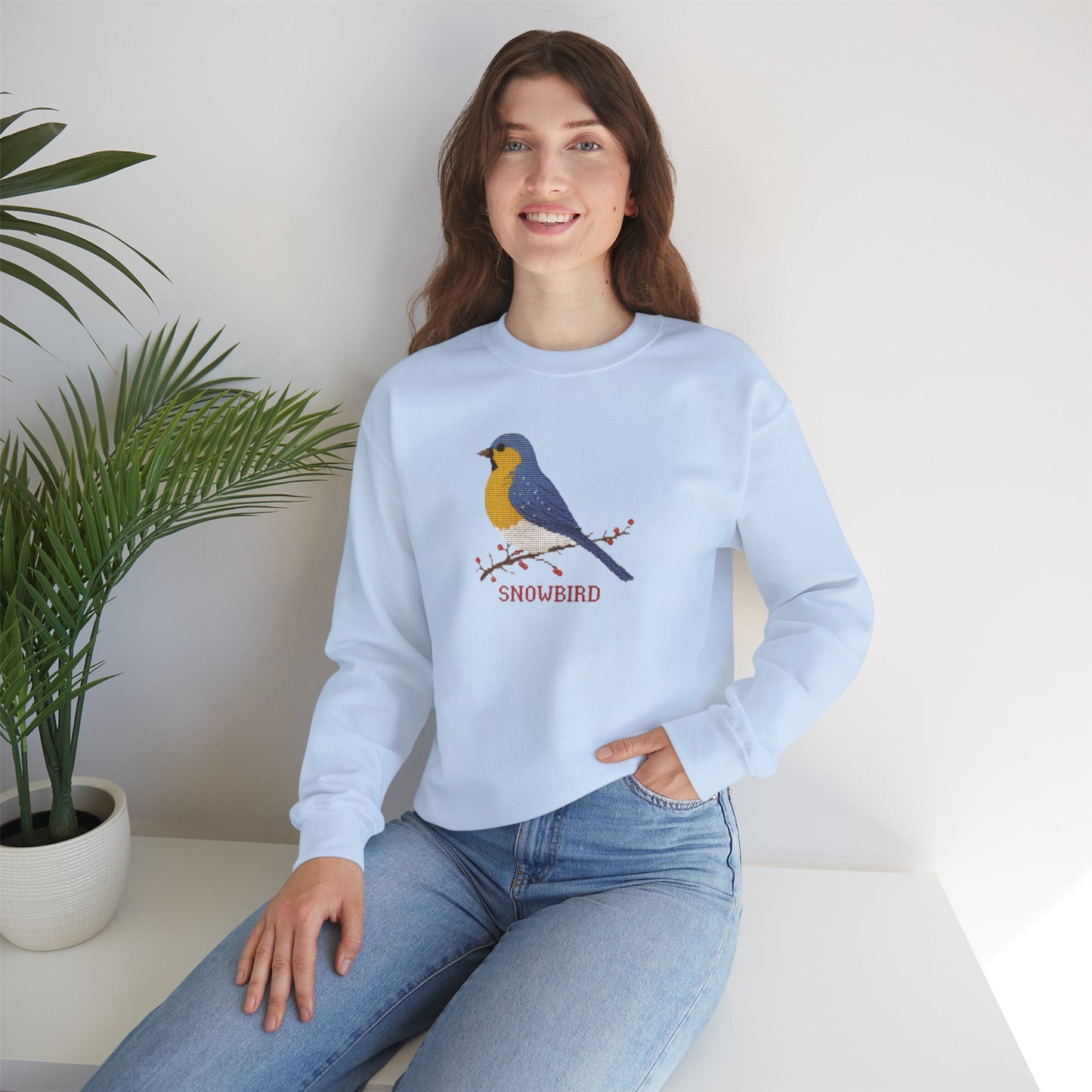 Snowbird Blue Bird & Berries Crewneck Sweatshirt