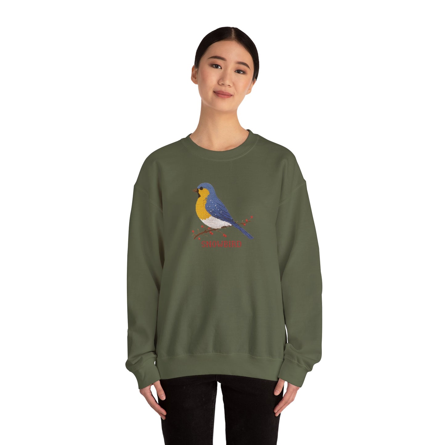 Snowbird Blue Bird & Berries Crewneck Sweatshirt