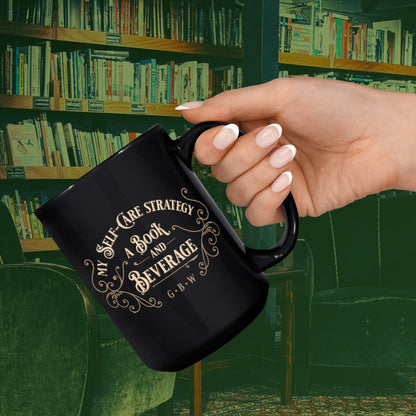 GBW Book Lovers Self-Care Mug 15 oz Black