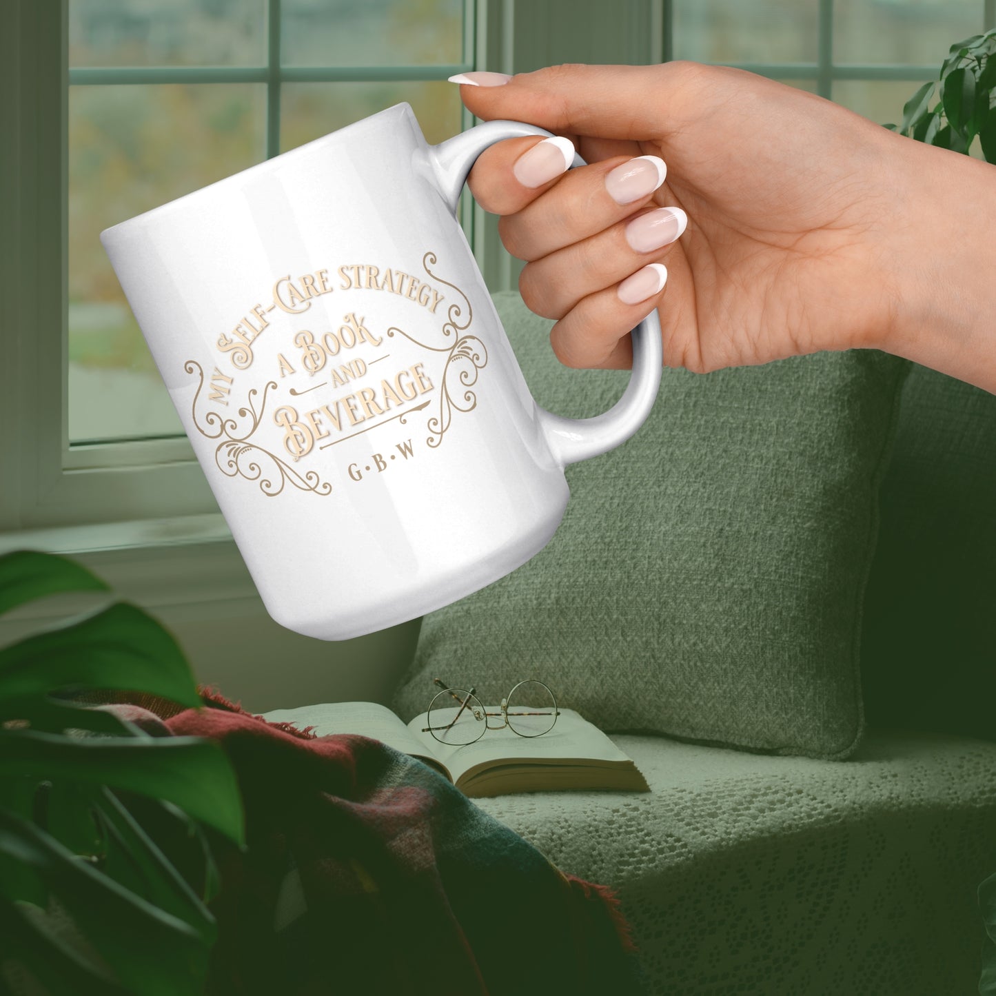GBW Book Lovers Self Care Mug 15 oz White