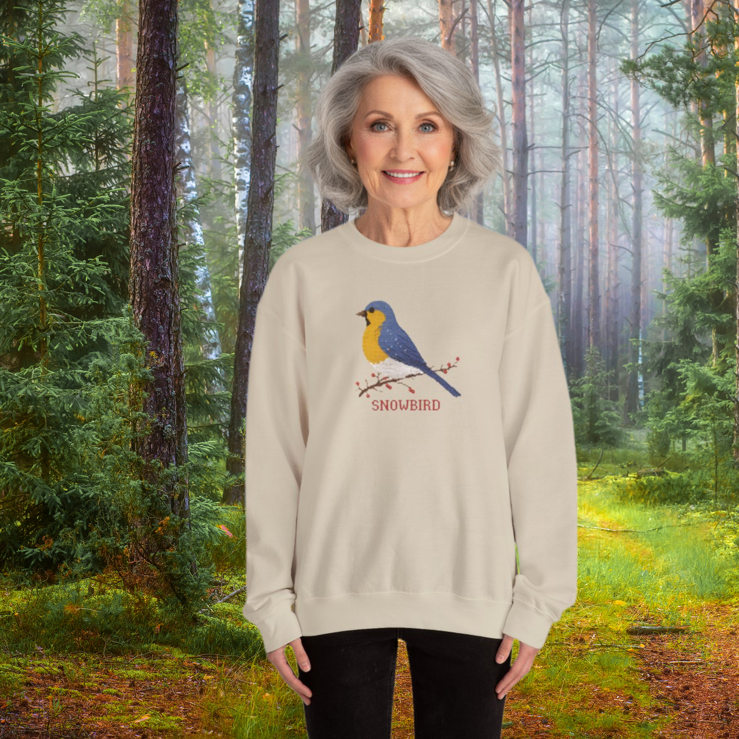 Snowbird Blue Bird & Berries Crewneck Sweatshirt
