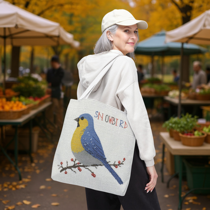 Snowbird Blue Bird and Berries Tote